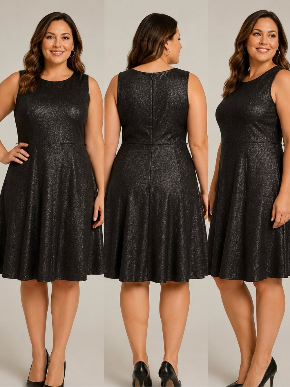 Ralph Lauren Sparkle Fit & Flare Sleeveless Dress - Black